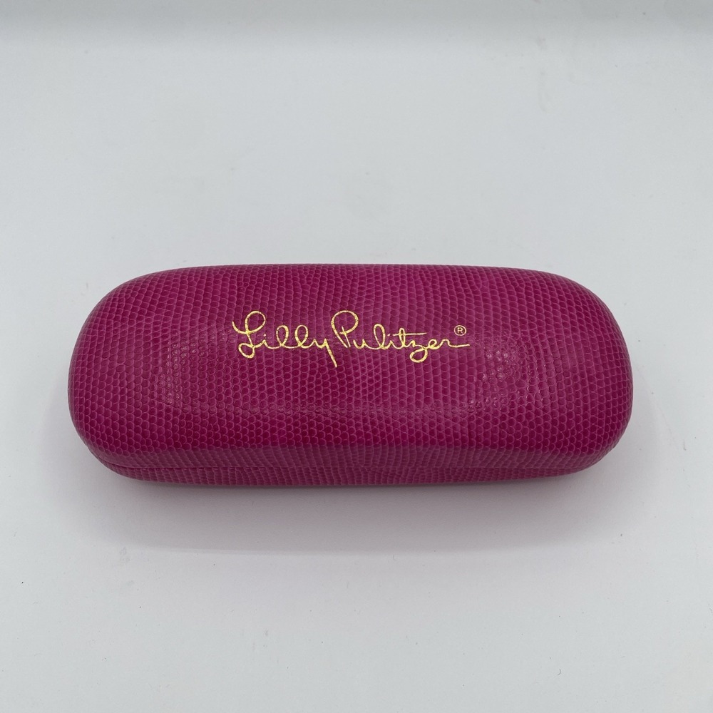 Lilly Pulitzer Women Eyeglass Or Sunglass Case Hard Shell Pink Snakeskin‎ 6.5in